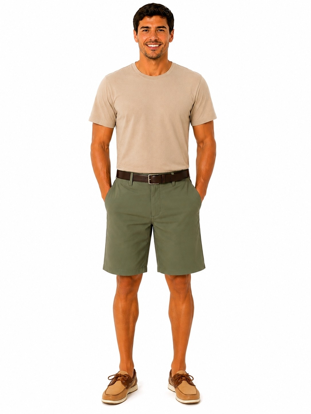 IRON EAGLE Men's Olive Flat-Front Casual Dress Shorts - SIZE 38 NWT